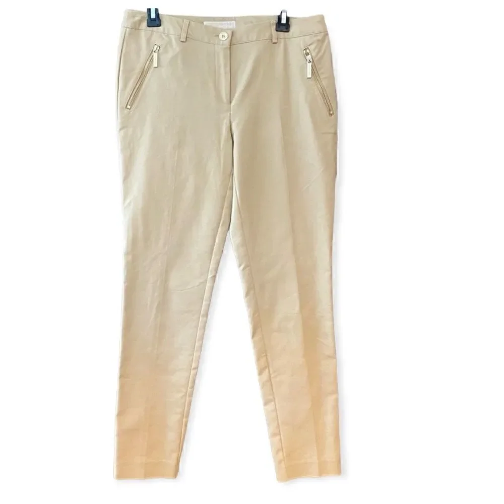Michael Kors 6 Khaki Casual Workwear Cotton Trousers Tapered Pants